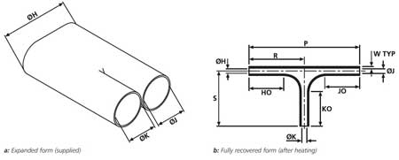 Hellermann Tyton Transition Heat Shrink Boots, Side Breakout - Dimensions Illustration